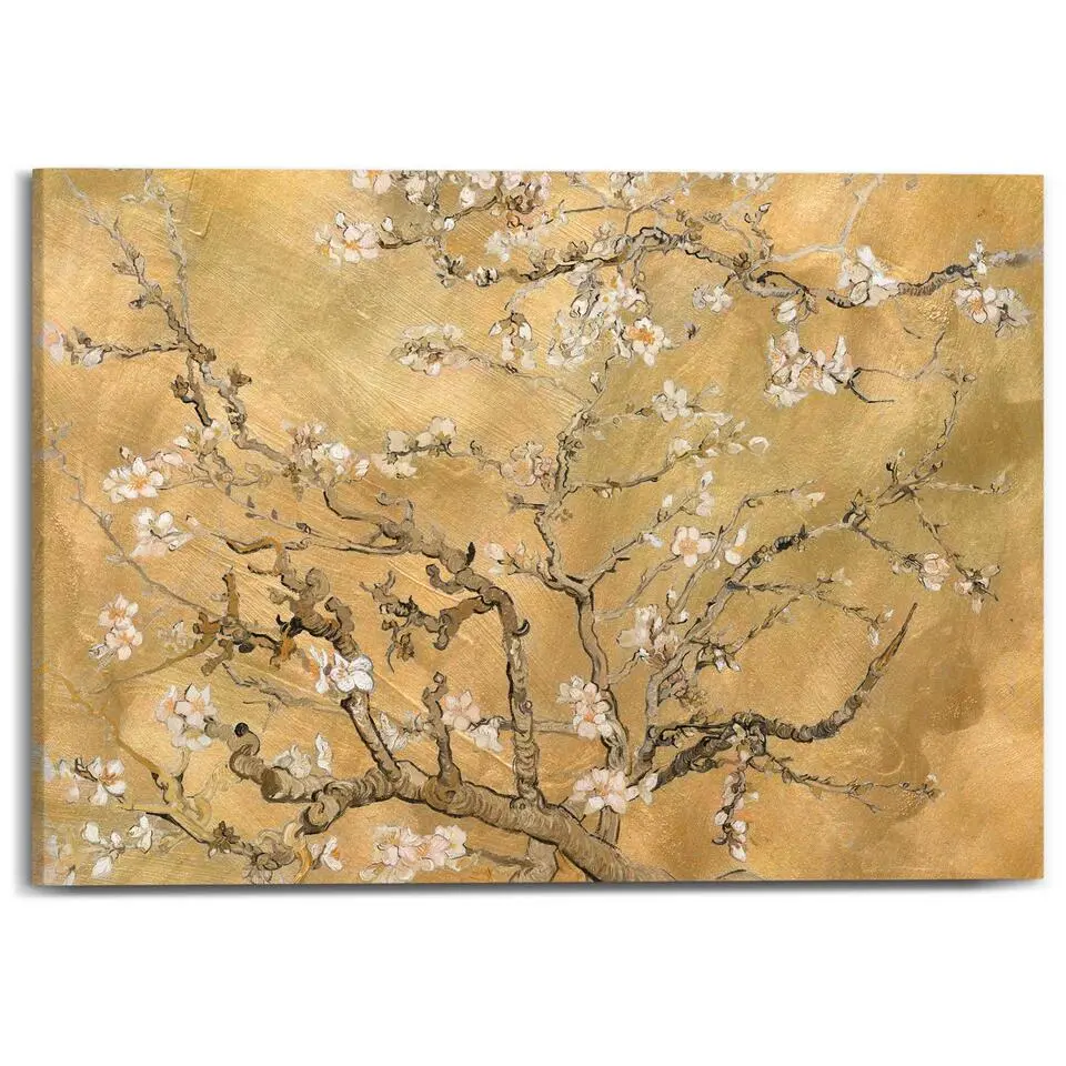 Schilderij Van Gogh - almondblossom - 50x70cm - Goudkleurig