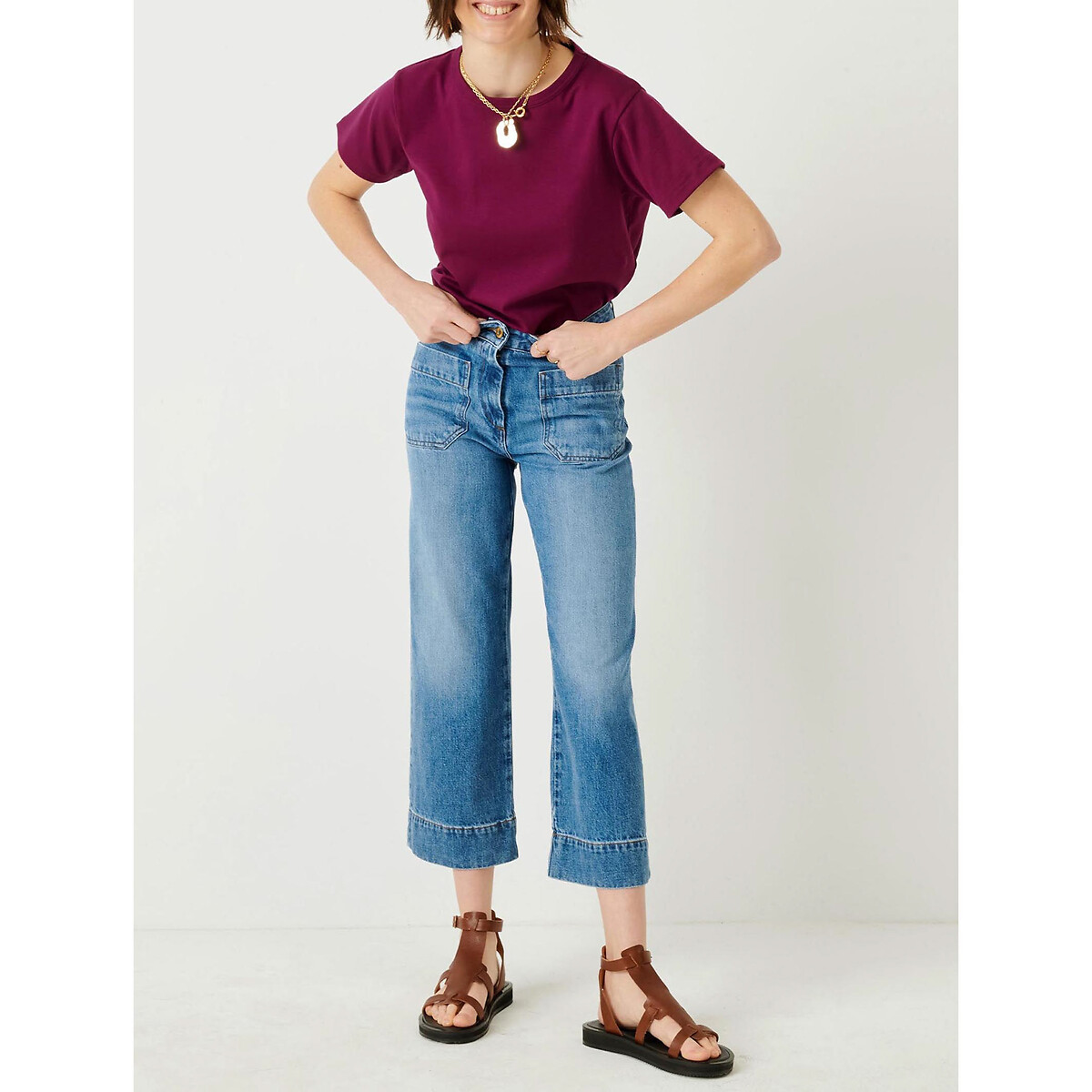 SESSUN<br>Calça jeans larga e de cintura alta SEAKEY