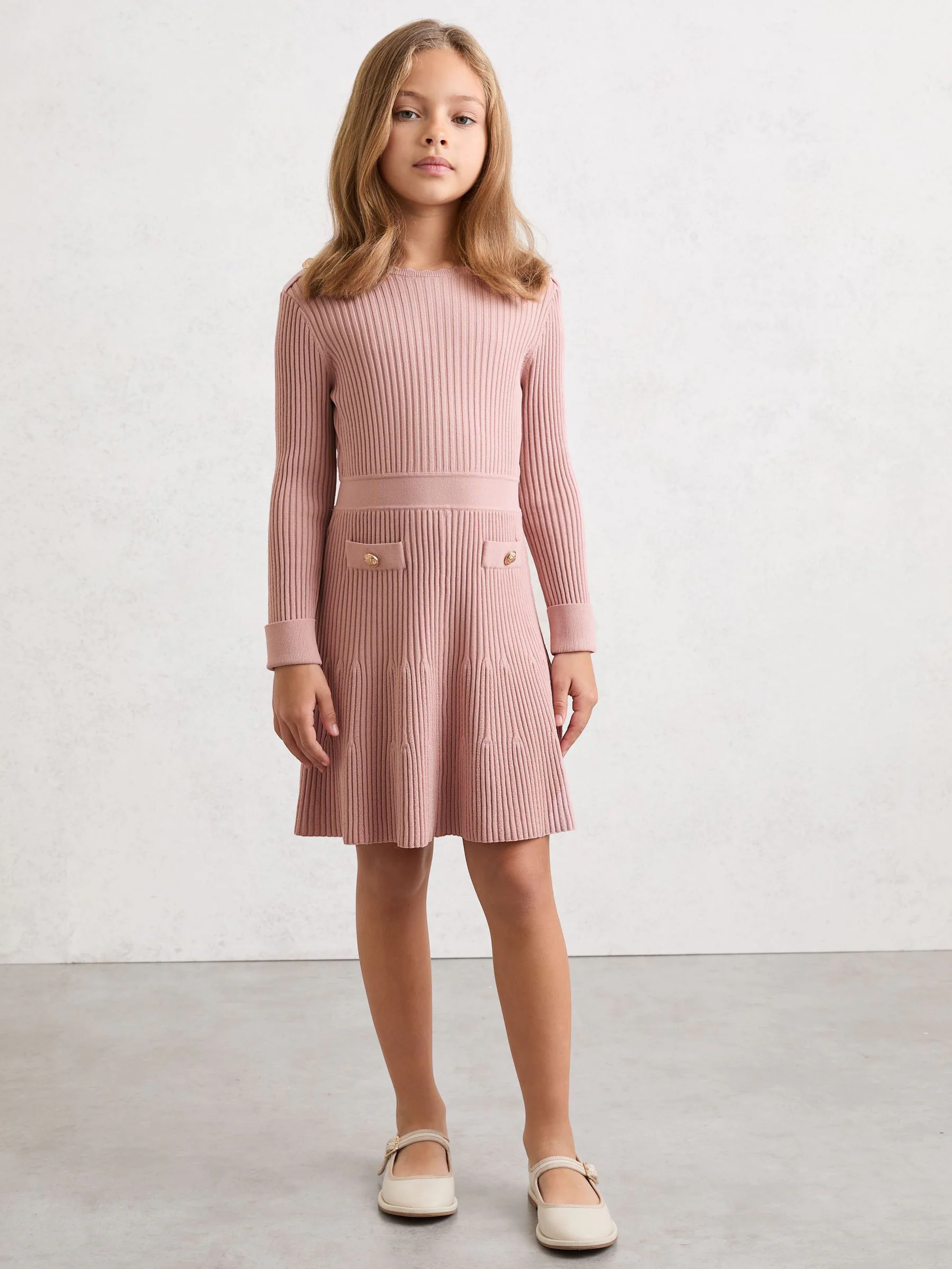 Reiss Charlotte Rib-Knit Skater Dress