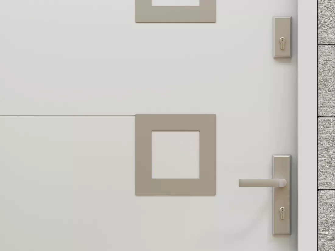 Porte d'entrée en acier pleine et inox H207 x L100 cm blanc - poussant gauche - TIFANA