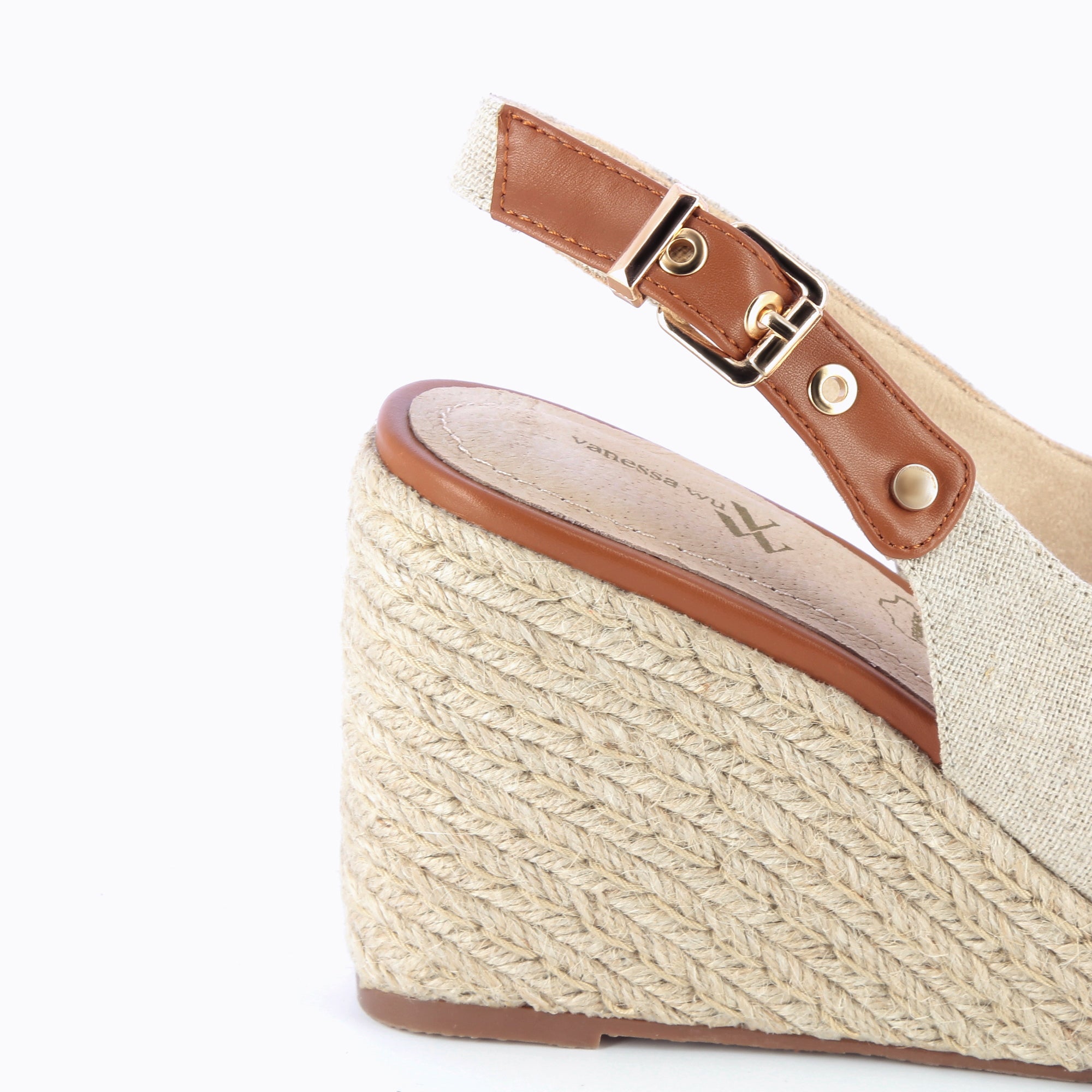 Sandales à talon, Compensées-Sandales compensées Gaëlle en tweed beige