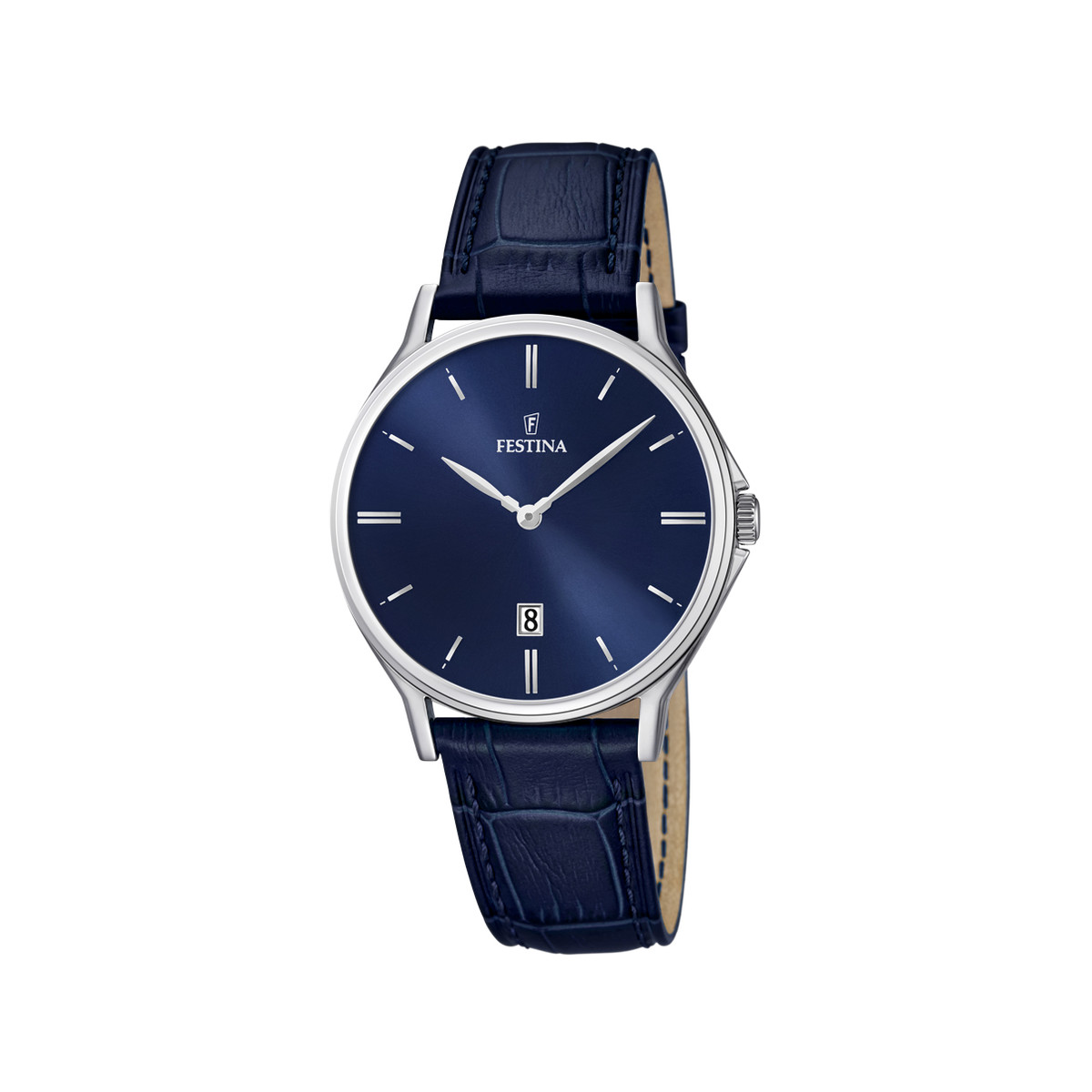 Montre Festina homme acier cuir bleu