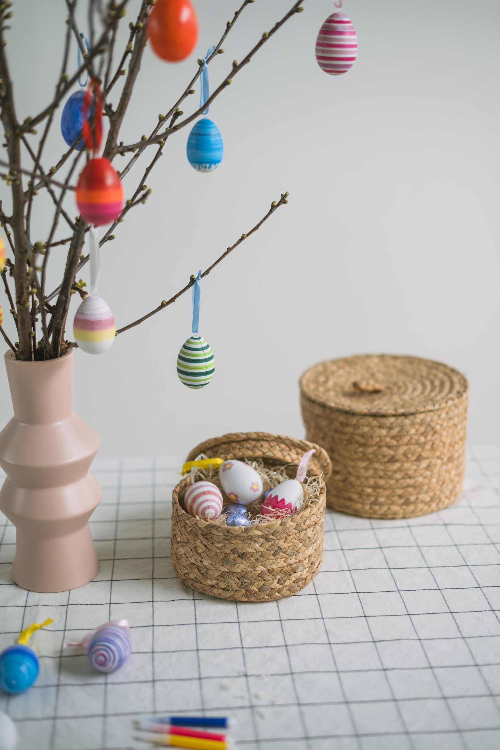 (156-tlg. Set) Bastel Ostereier do it yourself Deko für Ostern mit Aufhängeband   Stifte