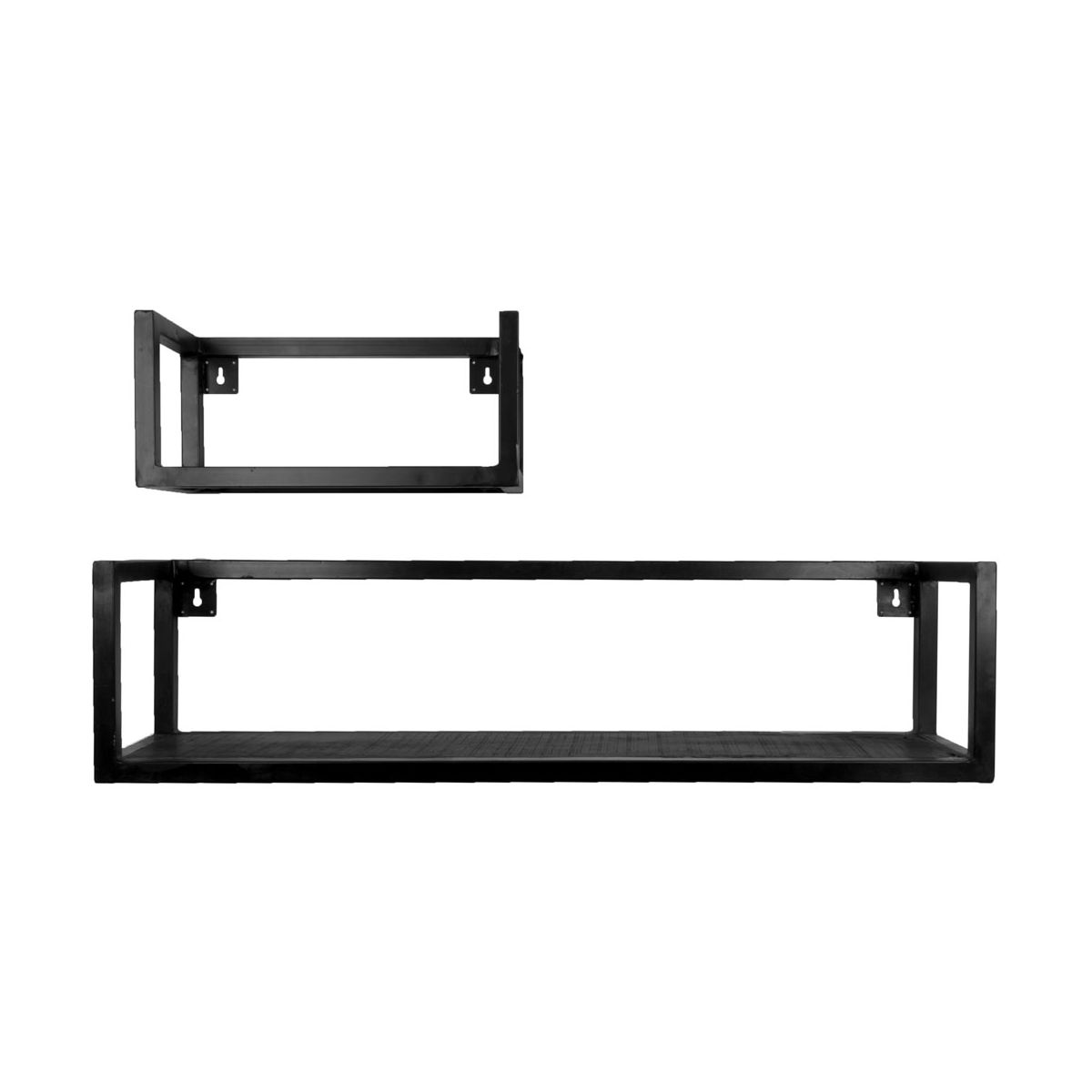 Wandplank Vintage Zwart Mangohout – Set van 2 Klein
