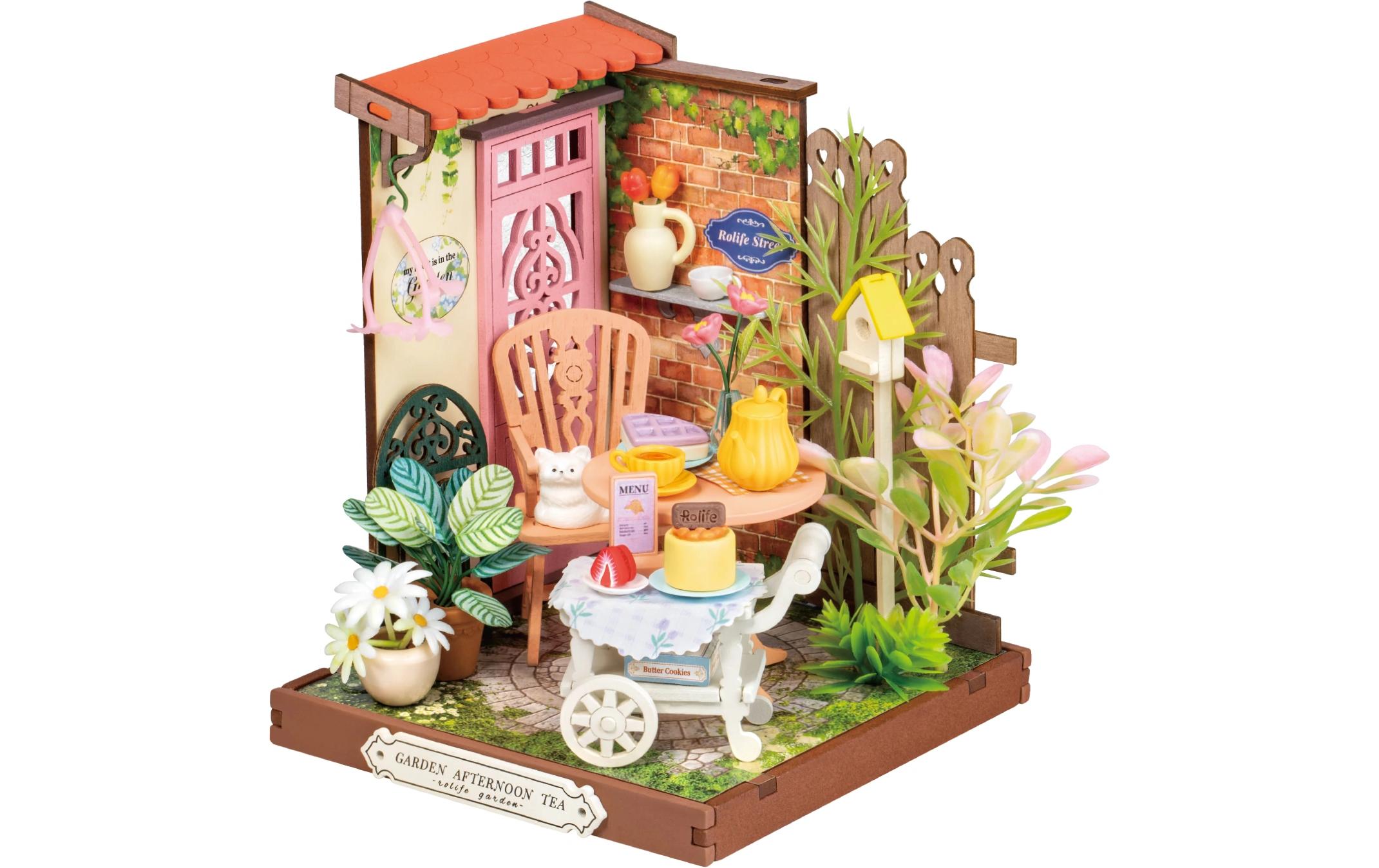 Bausatz Eleganter Teegarten3D-Puzzle aus lasergeschnittenen Holzteilen