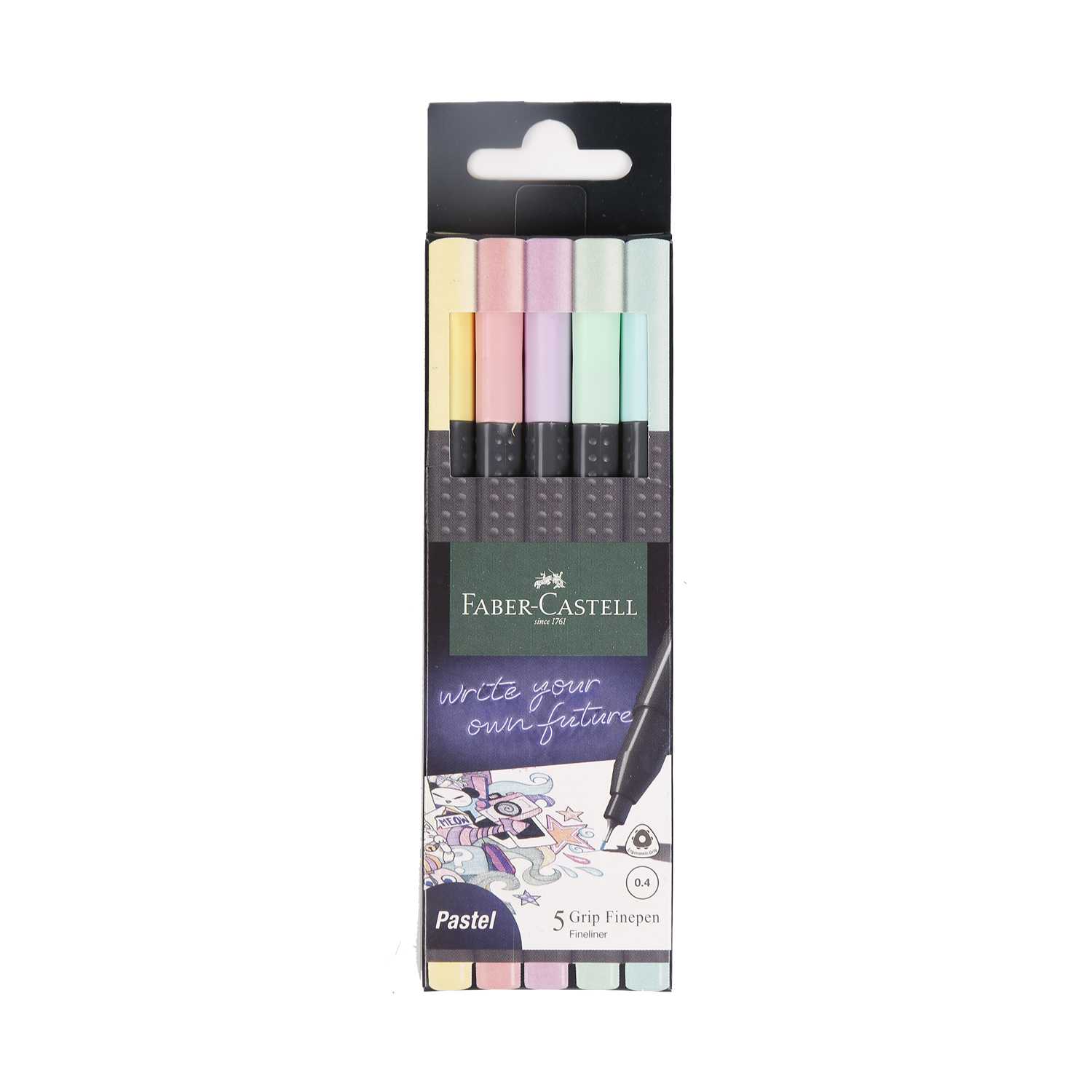 Faber-Castell Fineliner Grip Finepen Pastell 5er
