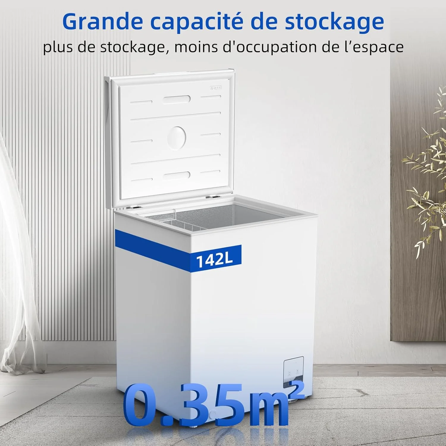 CHiQ congélateur coffre 142L, inverter, -32°C rapide, grille métal, silencieux