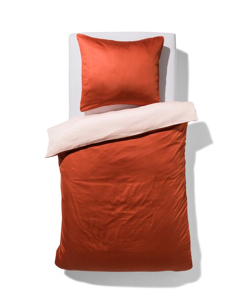 housse de couette satin 140x200220 uni terracotta/rose