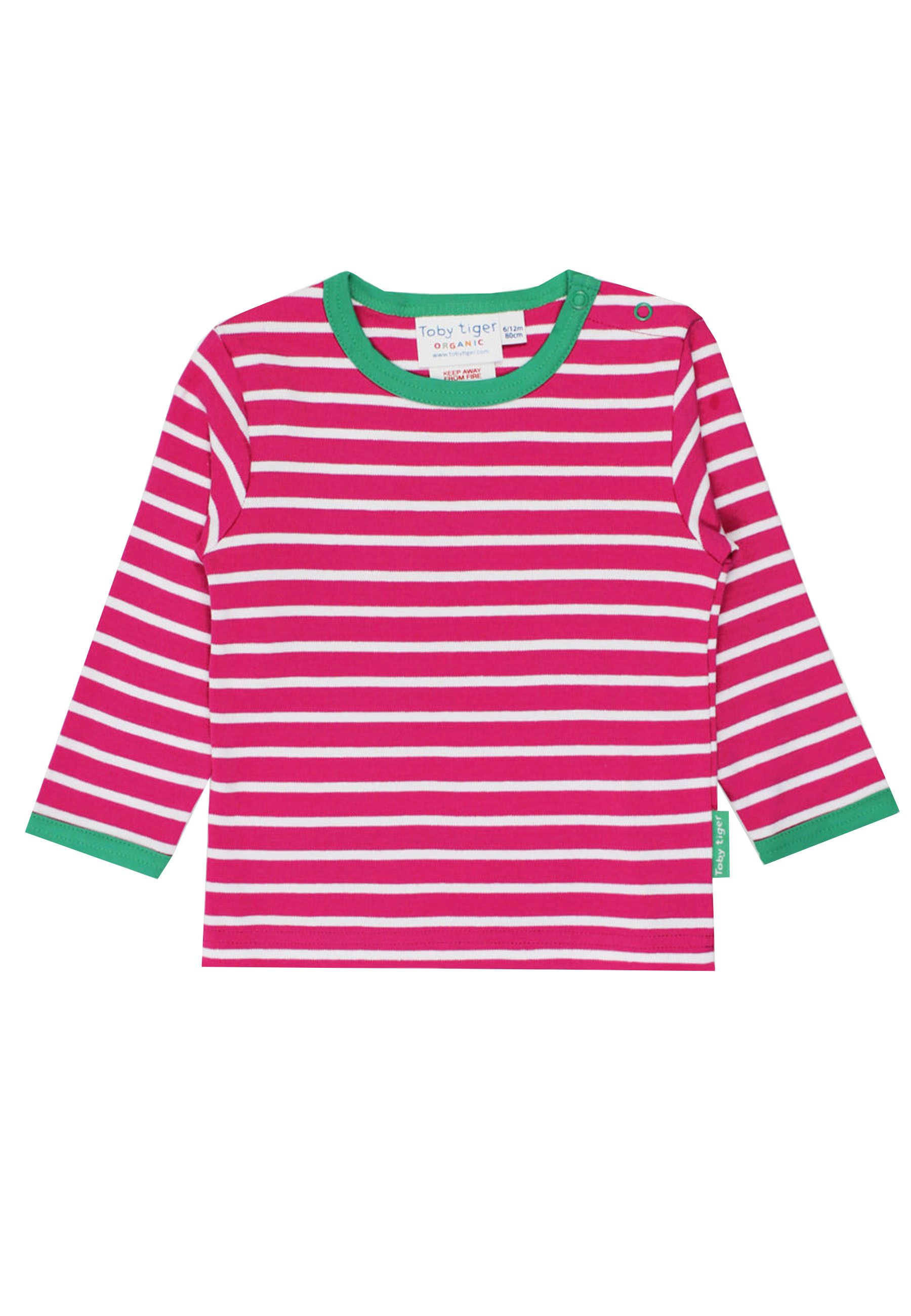 Toby Tiger Langarmshirt , pink weiß gestreift
