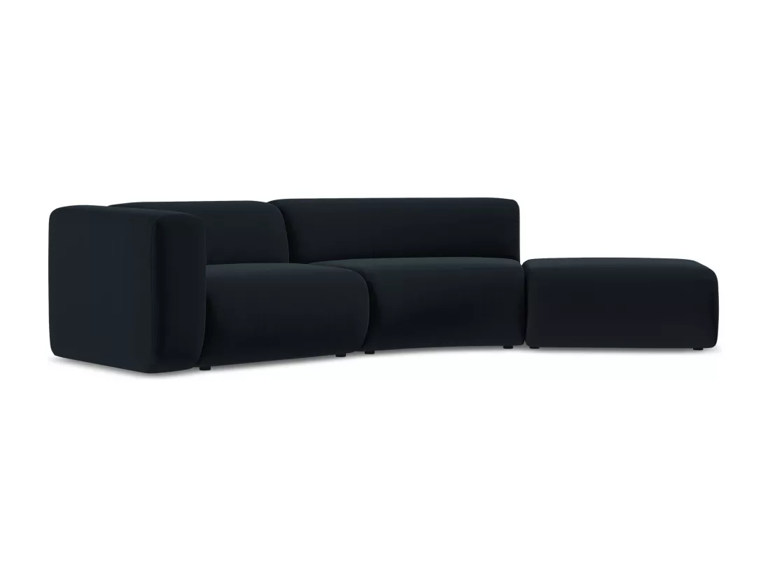 Canapé modulable 4 places droit en velours - bleu royal - EKAHI