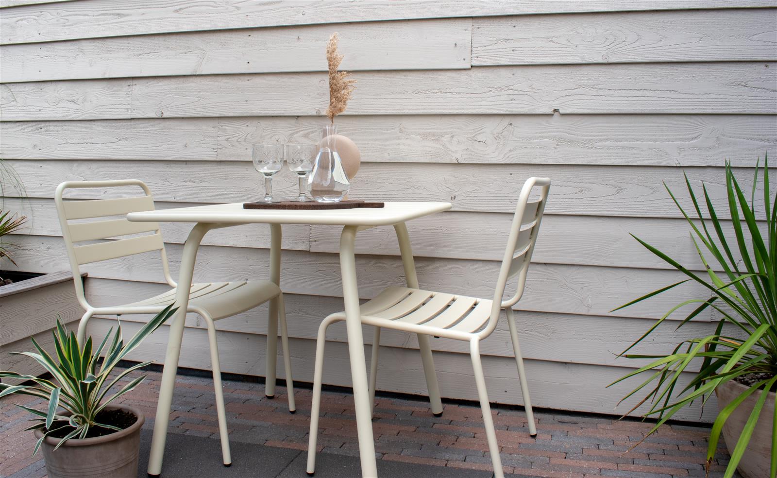 Metalen tuinstoel Max ivoor - set van 2