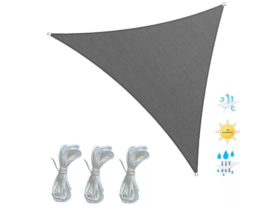 Voile Triangulaire en Polyéthylène Gris 3.6x3.6x3.6