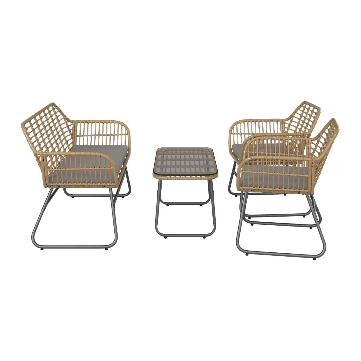 Beldano Loungegarnitur Bali 4-teilig anthrazit,grau,natur