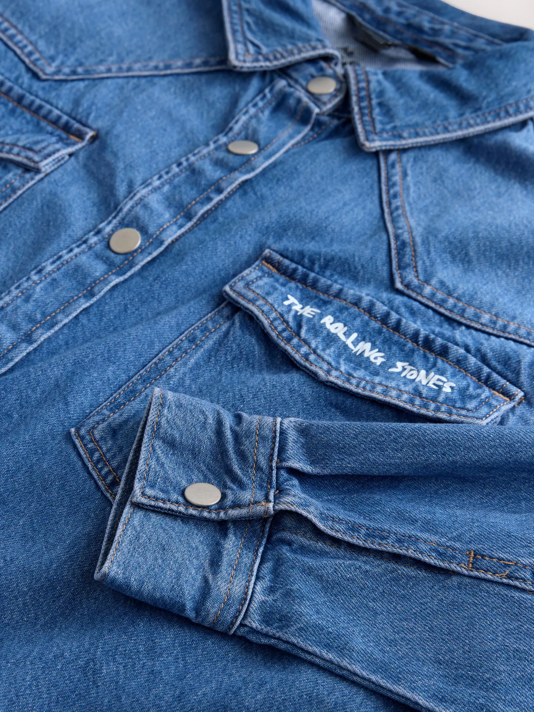Mid Blue The Rolling Stones License - Oversized denim overhemd