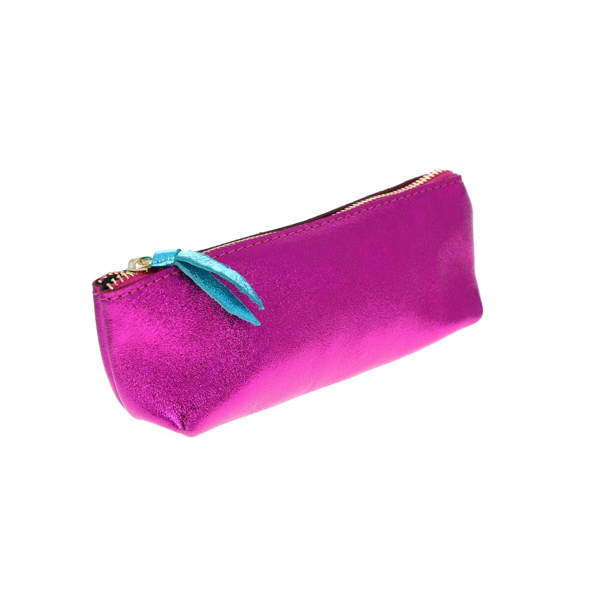 Trousse stylos en cuir rose fuchsia Le petit Souk