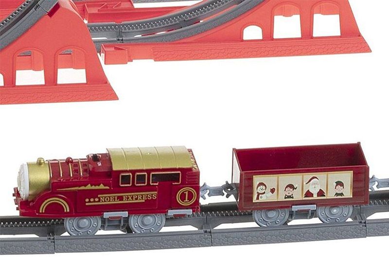 Fééric Lights and Christmas - Kerst treinset looping met animatie & geluid - 49-delig - rood & goud