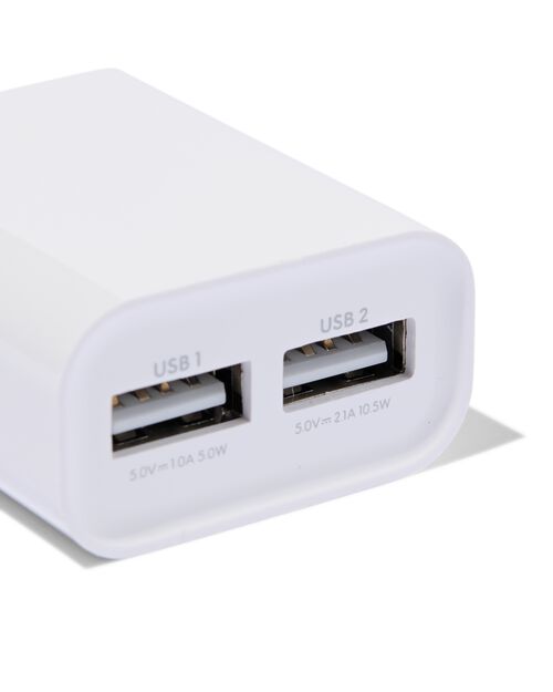 chargeur USB 2,1A avec 2 ports blanc