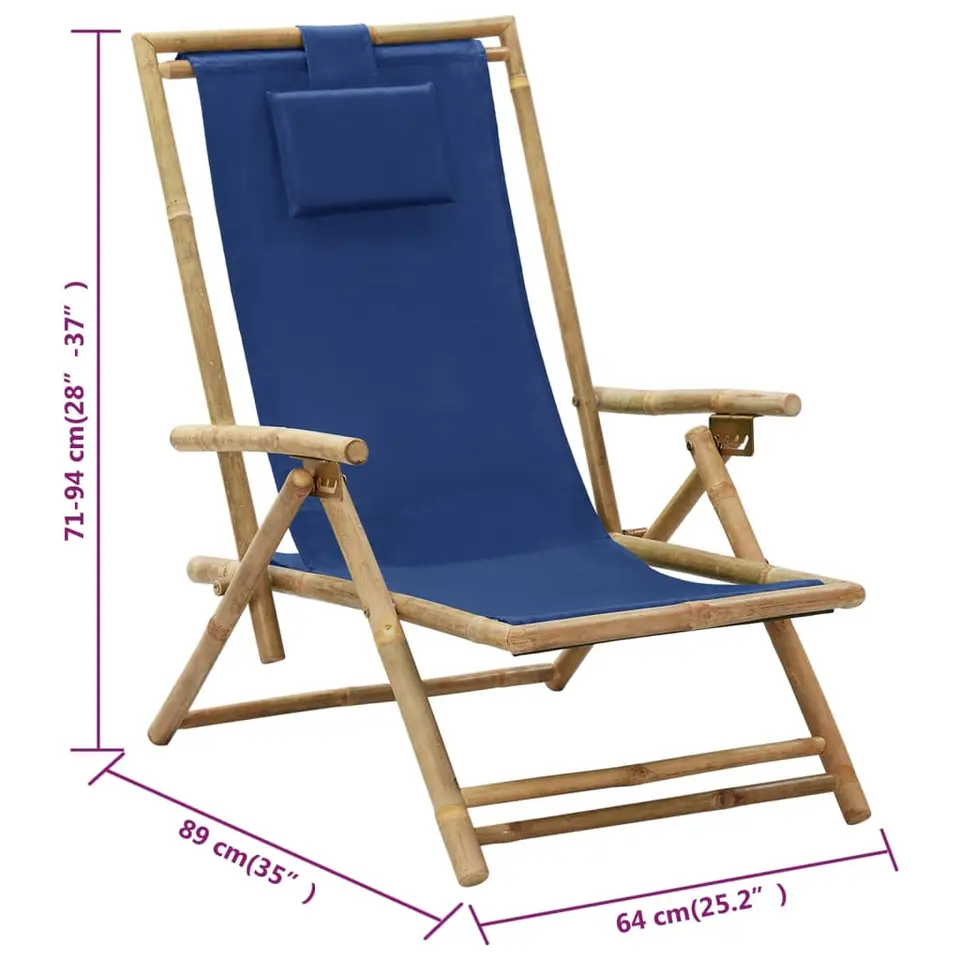 vidaXL - Relaxstoel - Blauw - Bamboe en stof - Verstelbaar