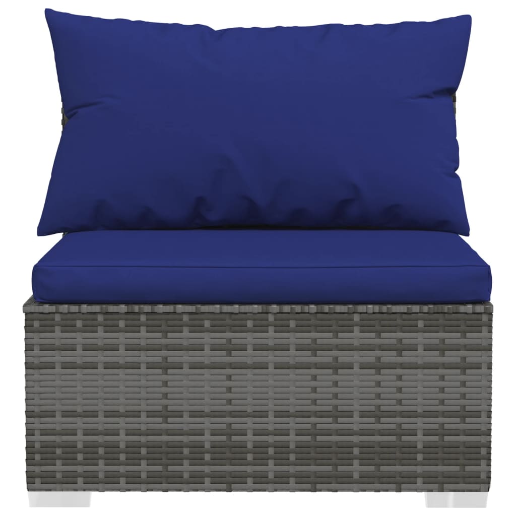 Salon de jardin meuble d'extérieur ensemble de mobilier 13 pièces avec coussins résine tressée gris