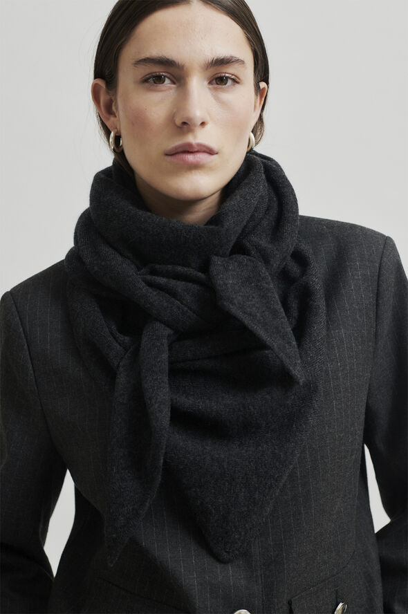 Second Female Warming Knit Scarf Dark grey melange