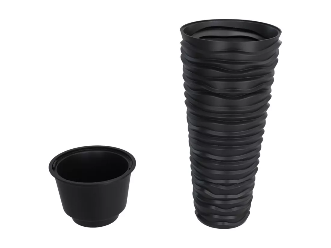 Jardinière et intérieur amovible anthracite aspect rainuré