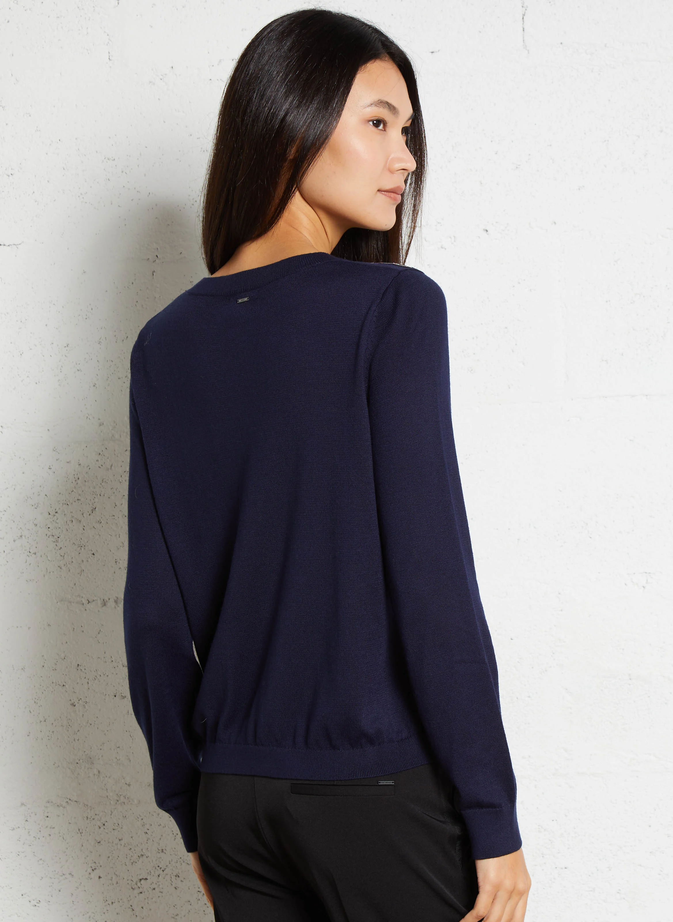 Pull droit en maille | Bleu