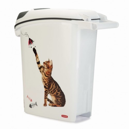 Recipiente branco para armazenar ração de gato