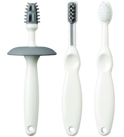 Mininor Zahnbürsten Set -Set - 3- Teile - Weiß/Grau