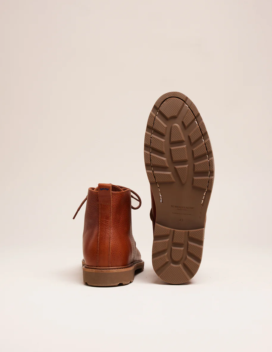 Bottines Eugène - Cuir pull up grainé cognac