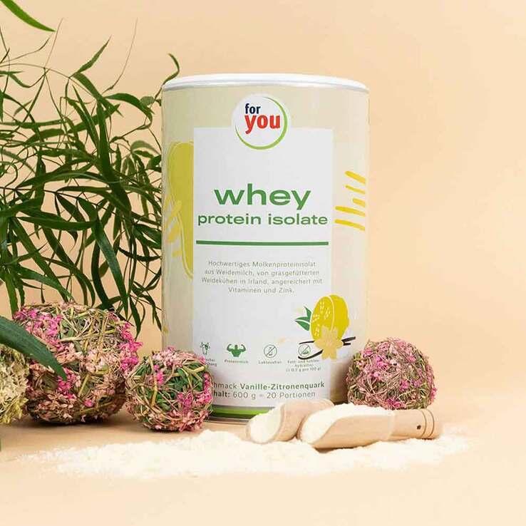For You whey protein isolate Vanille-Zitronenquark, 600 g