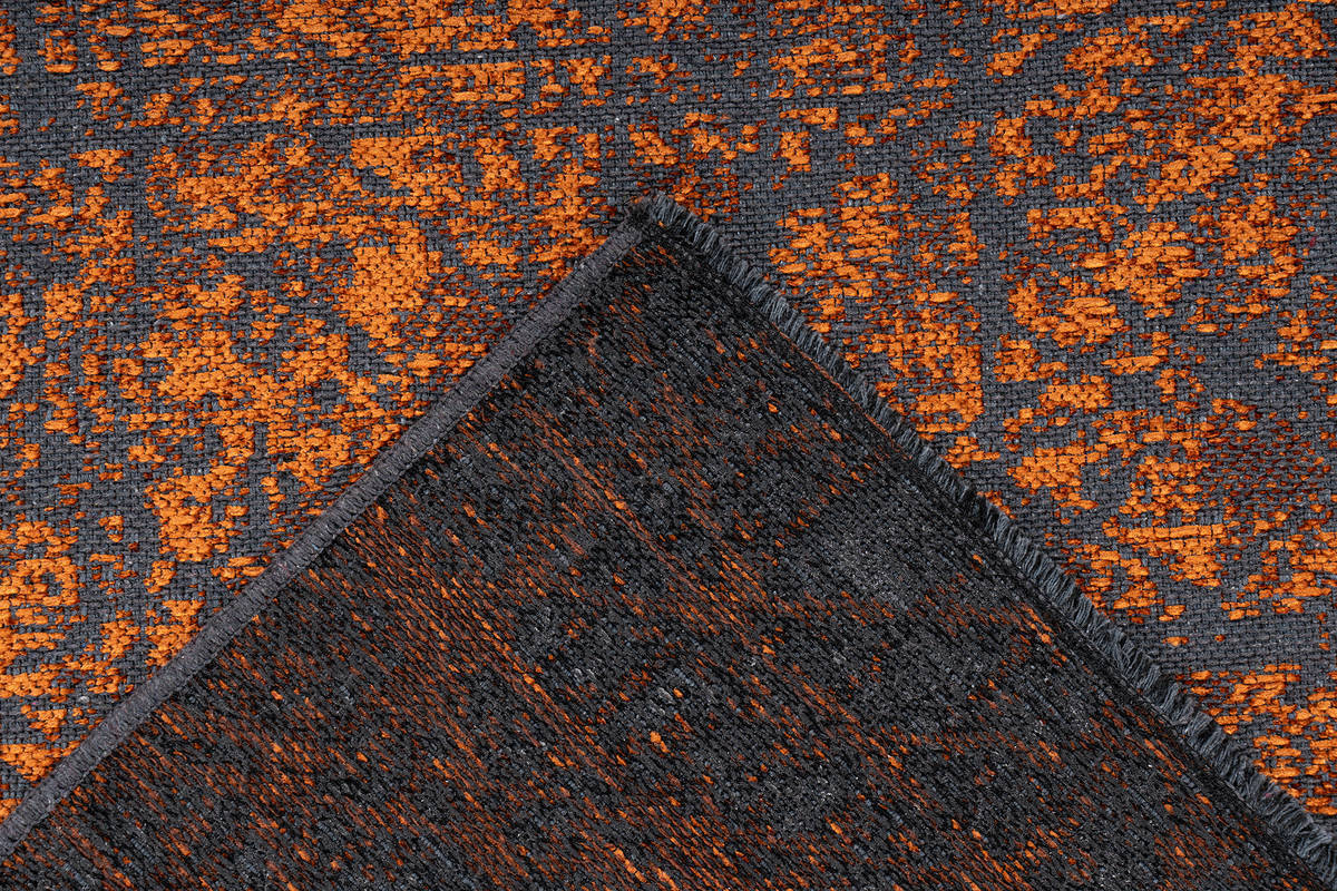 Flachgewebeteppich KALEVI 200 - orange - mit 3D-Struktur - 80x150 cm