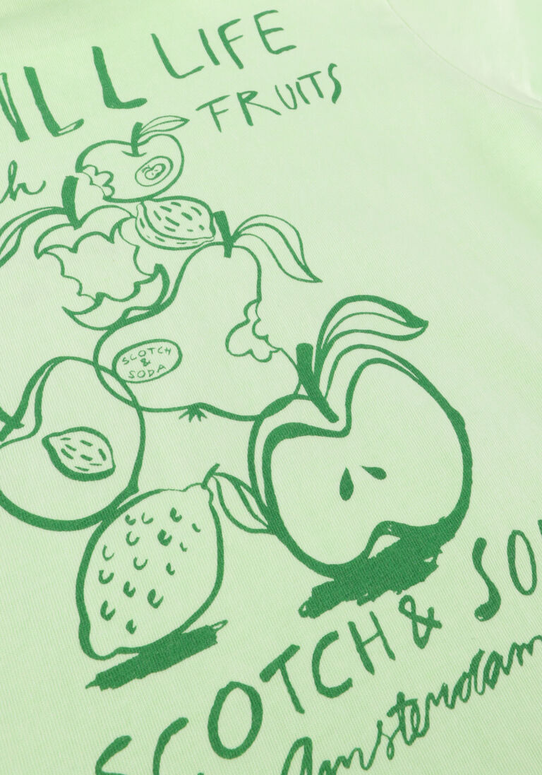 SCOTCH & SODA groene scotch & soda t-shirt regular fit short sleeved washed artwork
