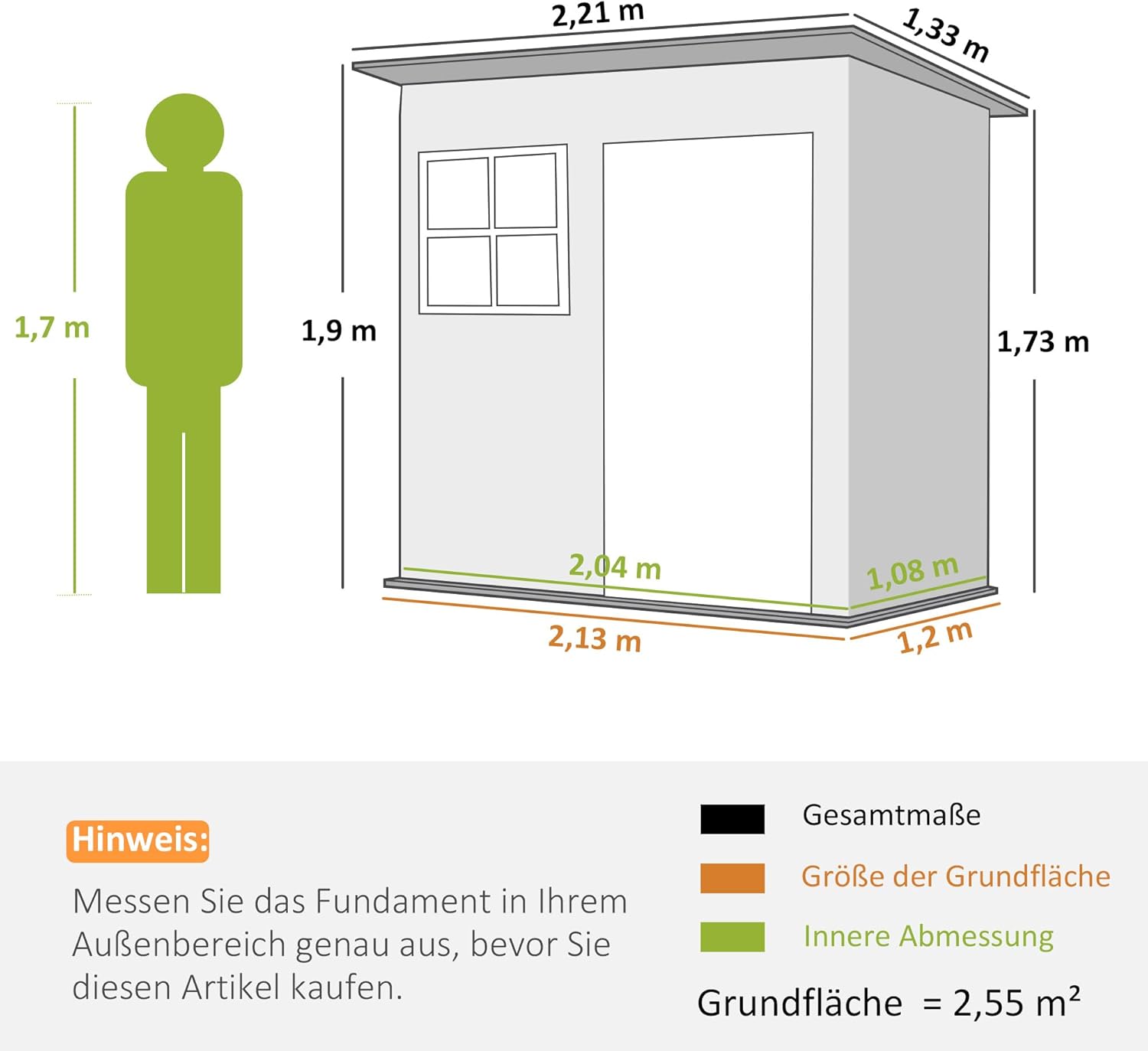 Outsunny Gerätehaus 2,55m², Gartenhaus mit Pultdach, 221 x 133 x 190/173 cm, Geräteschuppen mit Abschließbar Tür, Fenster, Fahrradgarage, Gartenschrank aus Stahl, für Hinterhof, Garten, Dunkelgrau