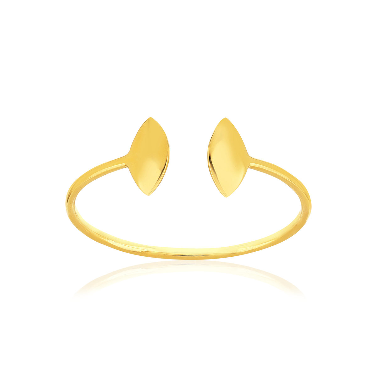 Bague or jaune 750 motif feuille
