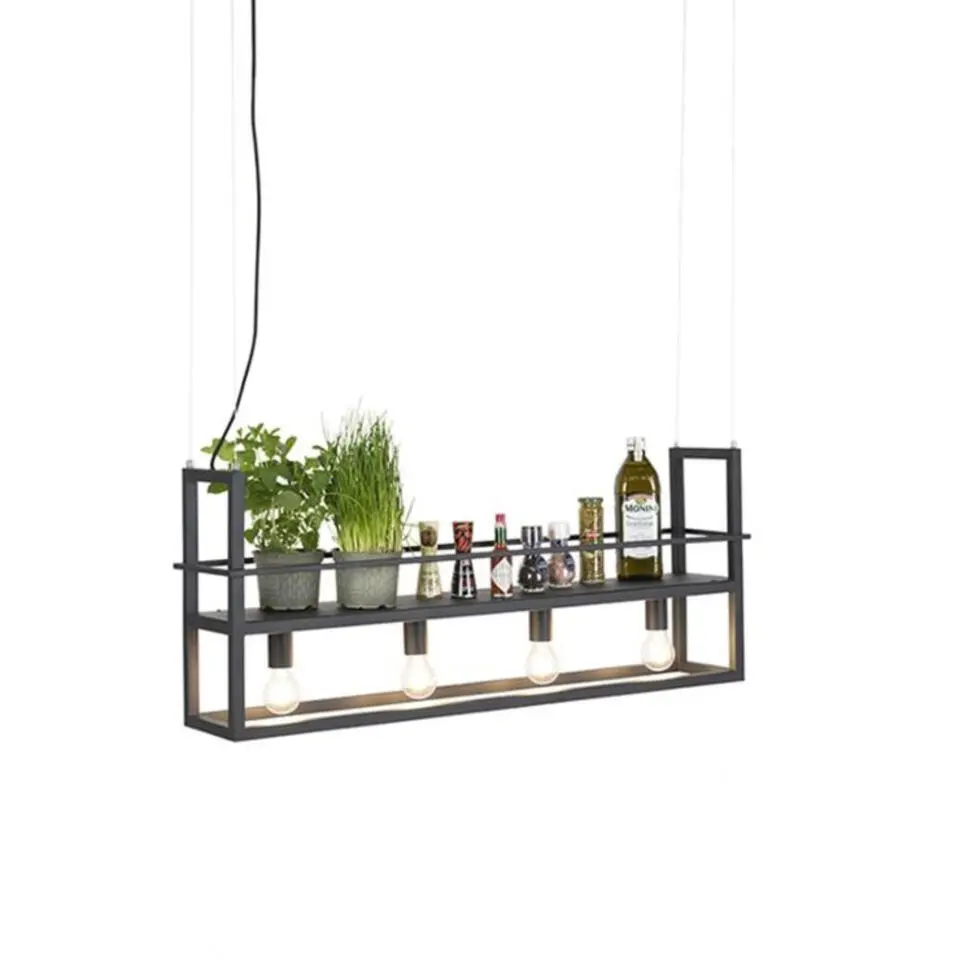 Qazqa hanglampen cage rack zwart e27