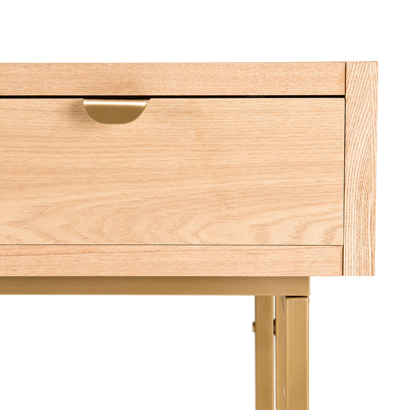 Macabane Console 2 tiroirs aline bois/dorée - 80x34x79 cm