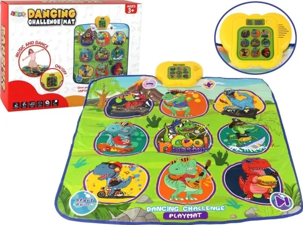 LeanToys Dansemåtte med dinosaurmotiv 90 cm x 86 cm