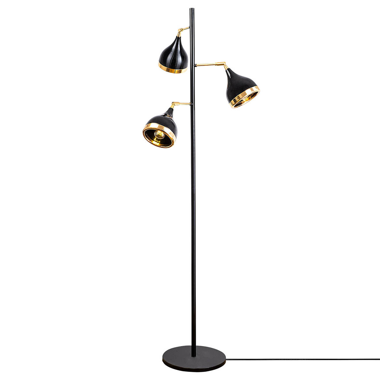 Opviq Lampadaire Yildo noir/doré - D.52x163 cm