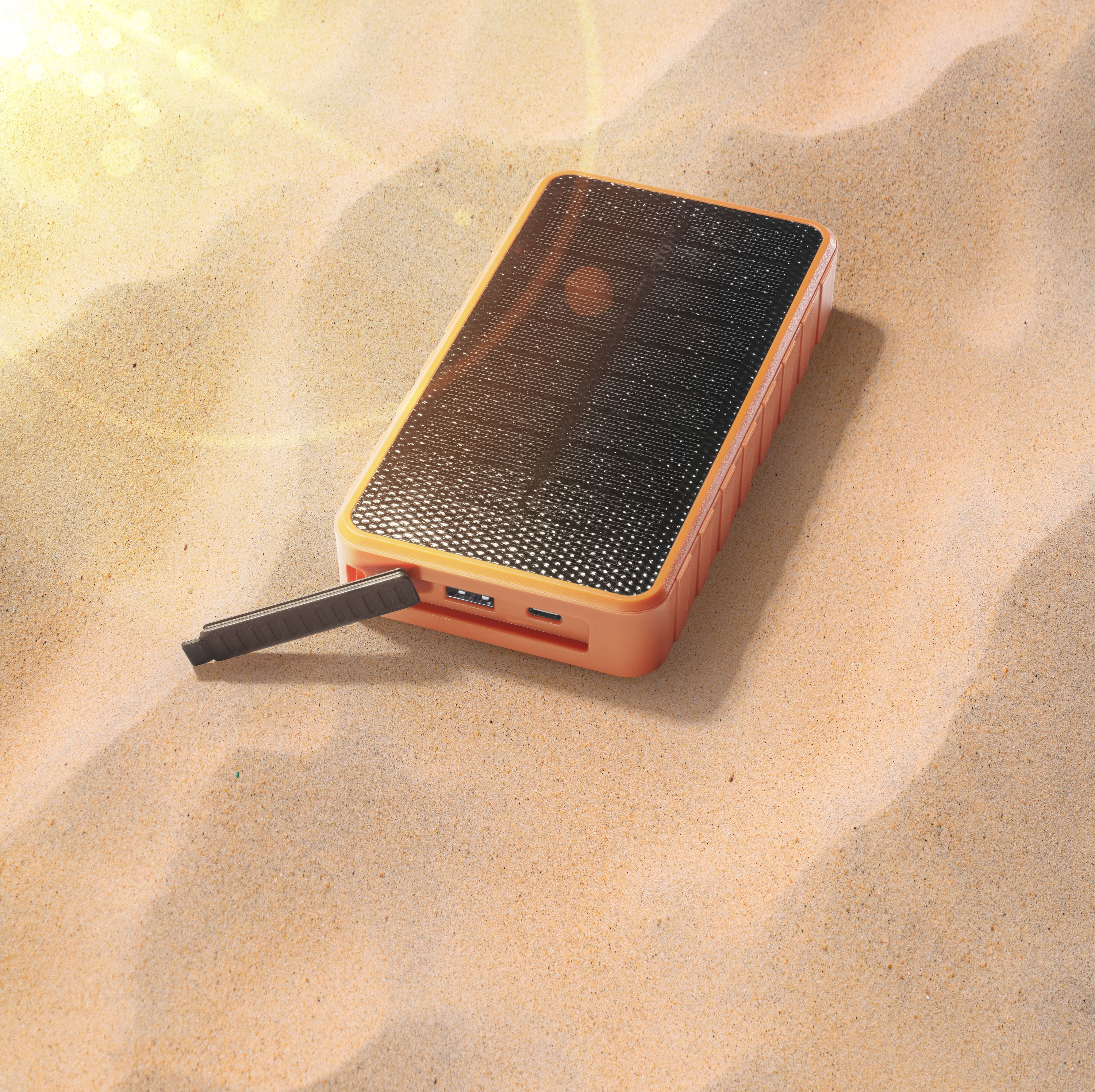 (20W) 20000mAh USB A / USB C Solar Powerbank Qi Wireless Ladegerät mit Taschenlampe (PBSOLAR20000O) - Orange