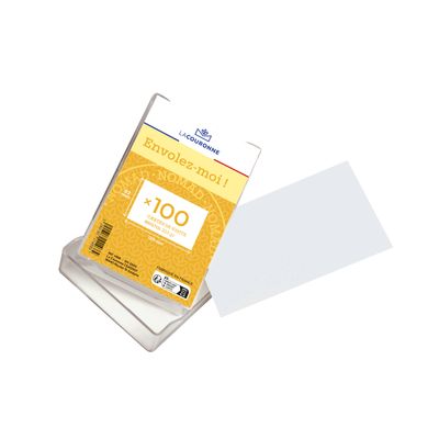 La Couronne - 100 Cartes bristol en coffret cristal - 128 x 82mm - 210 gr - blanc