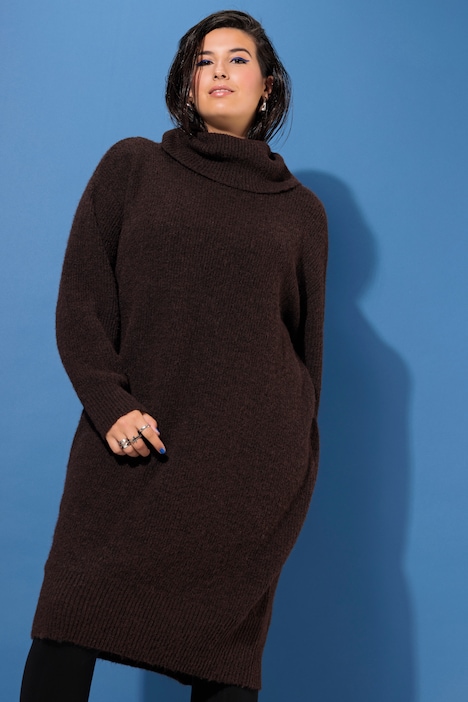 Strick-Minikleid, oversized, Rollkragen, Langarm