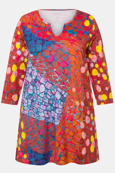 Longshirt, Schlangenmuster, Tunika-Ausschnitt, 3/4-Arm