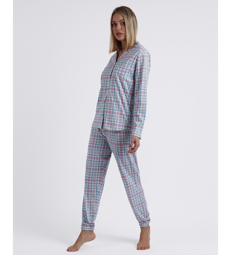 Pijama Admas de manga comprida aberto, rosa, para melhores amigas.