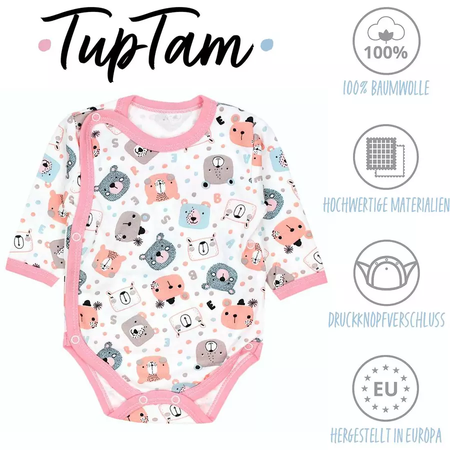 TupTam Baby Langarm Wickelbody im 5er Set koralle