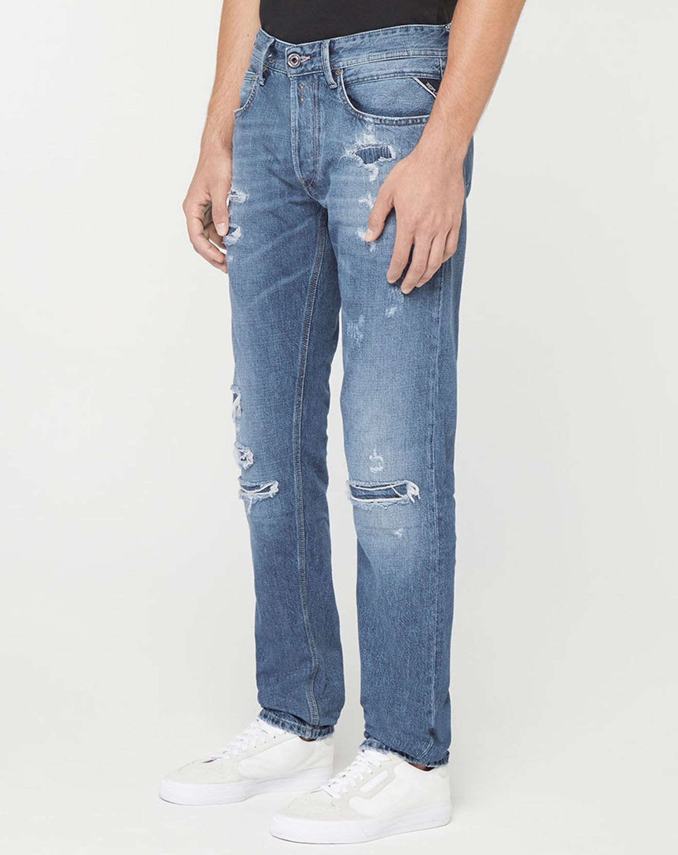 Replay Jean Slim 100% Coton Bio Broken Eged Willbi bleu moyen