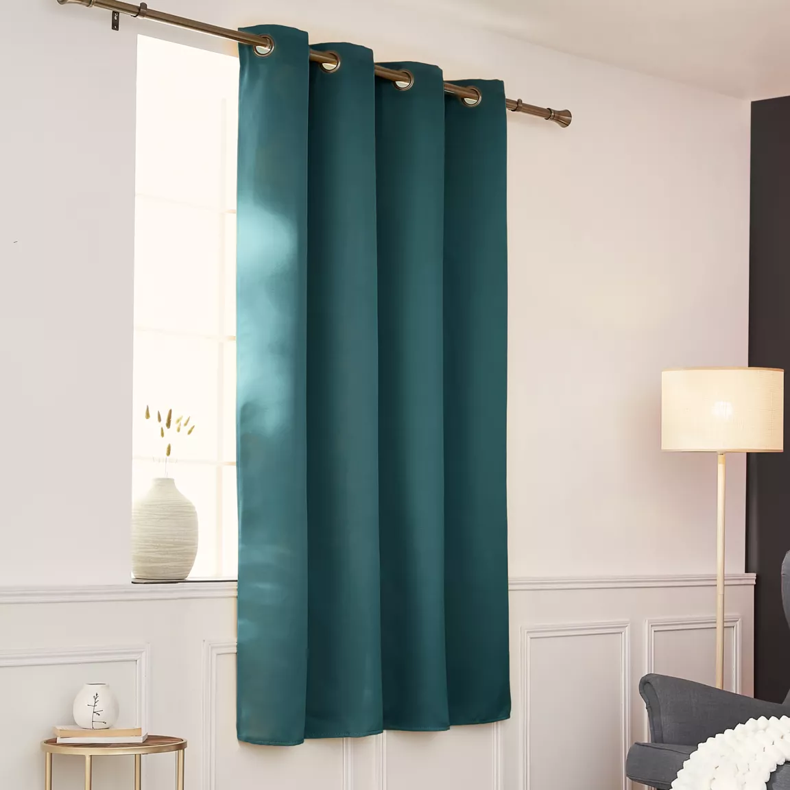 Rideau obscurcissant thermique (140 x 180 cm) Calore Bleu canard