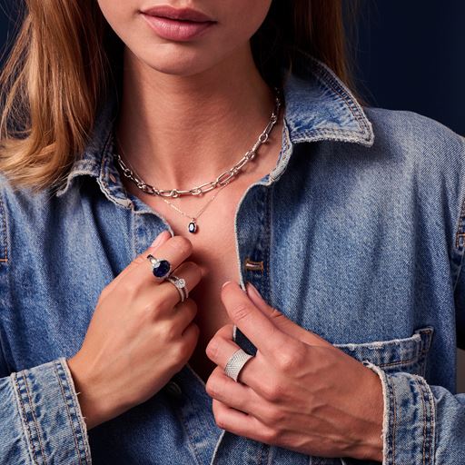 Sif Jakobs Jewellery Ellisse Carezza Øreringe, Sølv/Blå