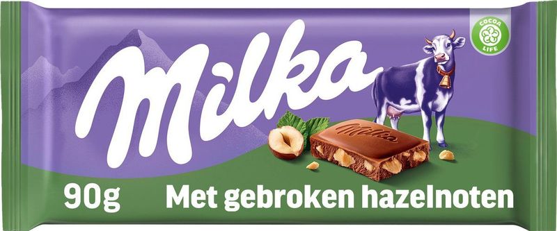 Milka - Chocolade Reep Gebroken Noot - Doos 24 x 90g - Chocoladerepen