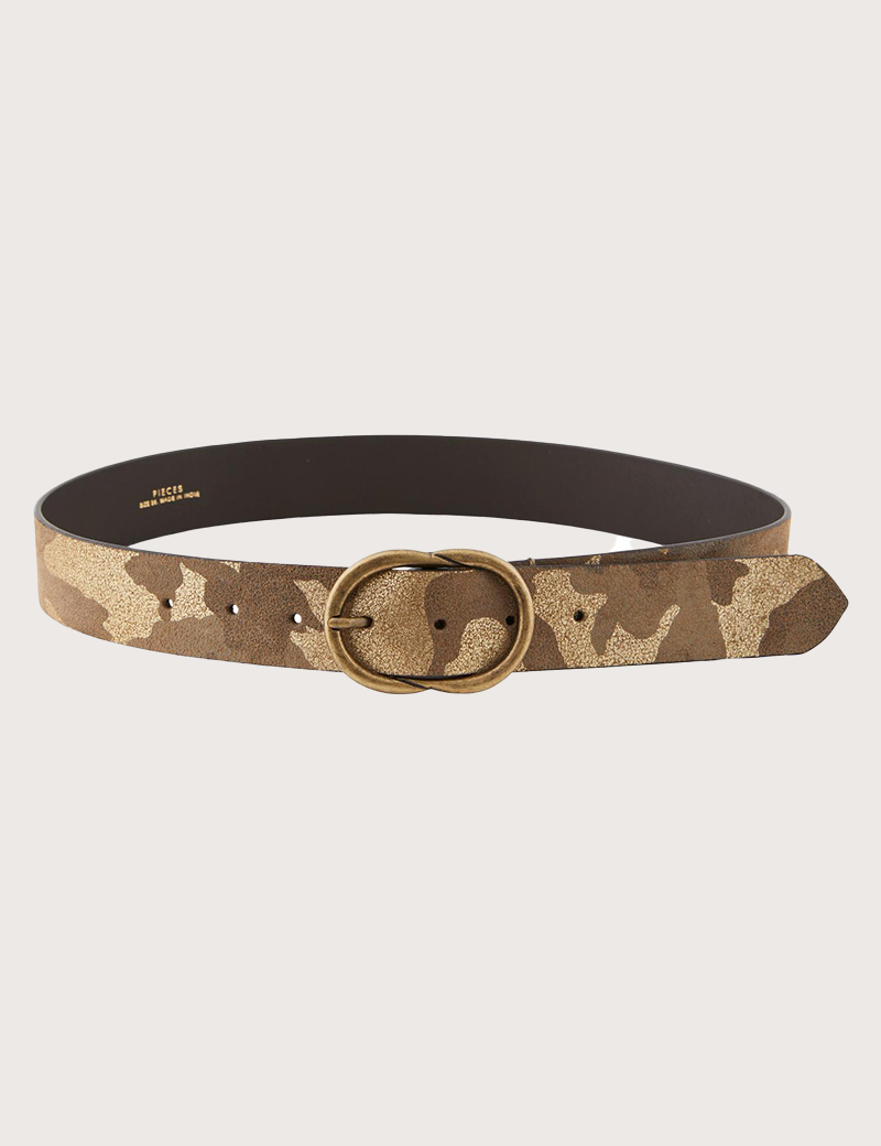 PIECES CEINTURE EN CUIR LAURO IMPRIMÉ CAMOUFLAGE DORÉ