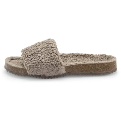 Damen-Pantolette Teddyplüsch, Taupe